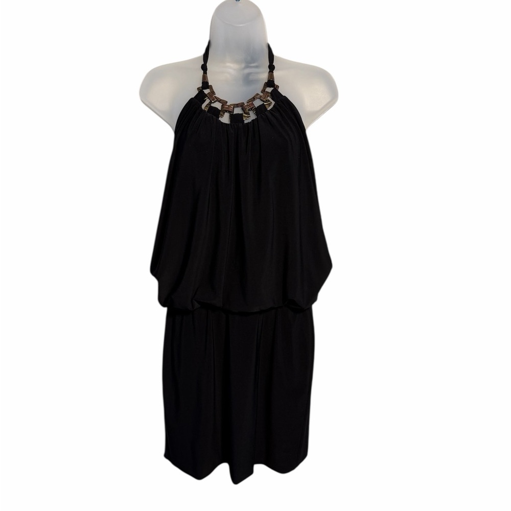 Cache Elegant Black Strapless Peplum Mini Dress